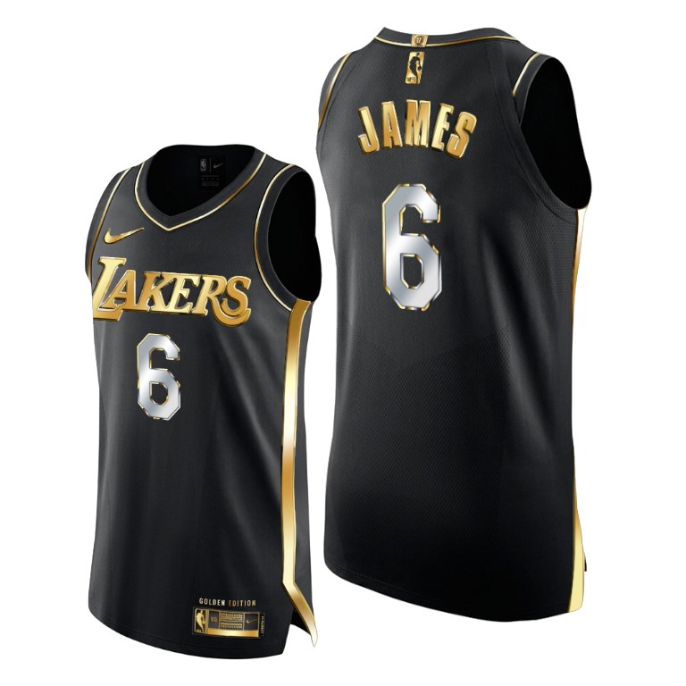 Men's Los Angeles Lakers LeBron James #6 NBA 2021-22 Change Number Golden Edition Black Basketball Jersey RLL4183ZE